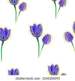 blaue Blumen, nahtloses Muster, Design für den Stoffdruck