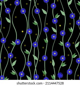 Flores azules sin costura. Fondo de moda vintage. Papel de la pared decorativo. Flores de amapola.