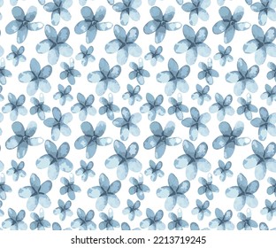 Blue Flowers Seamless Pattern,Seamless pattern with cherry blossom on white background. Sakura Japanese flower vector illustration.