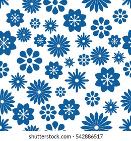 Blue flowers seamless. Repeating Modern Floral Background Pattern. Flower Seamless Pattern