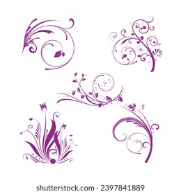 blue flowers silhouette set vector