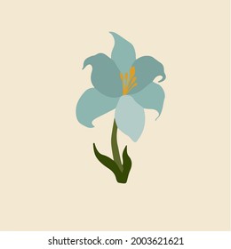 Blue Flowers Symbol. Floral Vector Illustration.