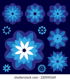 Blue flowers Vector collection
