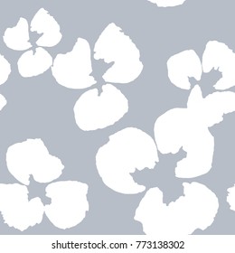 Blue flowers vector seamless pattern. Elegant hand drawn design texture. Monochrome floral background