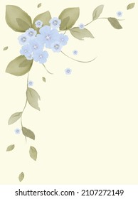 blue flowers,  watercolors, for the design of postcards, invitations and other purposes