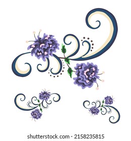 Blue flowers. Wedding pattern. Decoration for holiday cards. Vector illustration