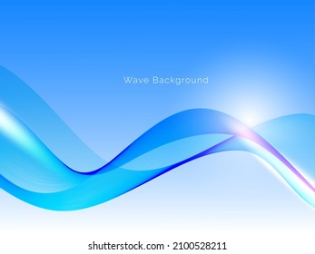 blue flowing curve wave shiny background vector design 