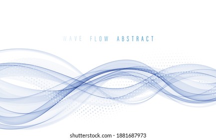 Blue flowing element with a smooth flowing structure Abstract background of wavy lines