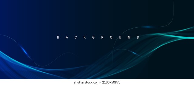 Blue flowing line technology design background vector