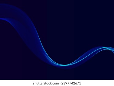 Blue flowing line technology design background vector