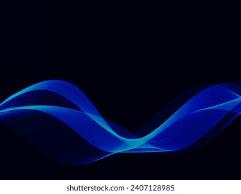 Blue flowing line technology design background vector