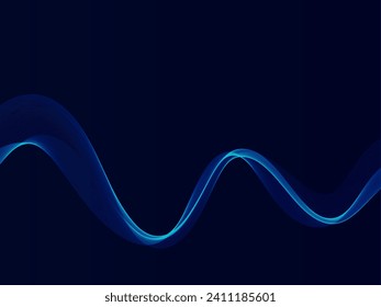 Blue flowing line technology design background vector