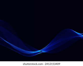 Blue flowing line technology design background vector