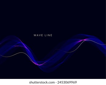 Blue flowing line technology design background vector