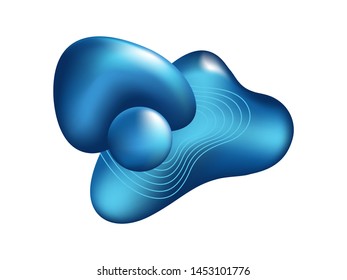 Blue flowing liquid abstract graphic elements. Dynamical colored form and line. Abstract banner with irregular shapes. Template for logo, flyer, presentation design. Vector illustration