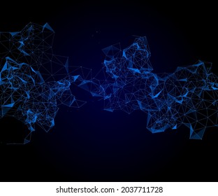 Fondo abstracto de partículas de flujo azul. Ilustración del vector