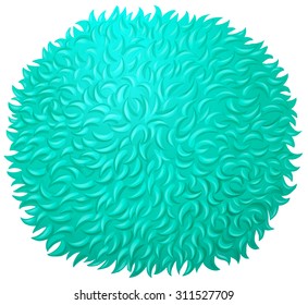 Blue fluffy ball on white illustration
