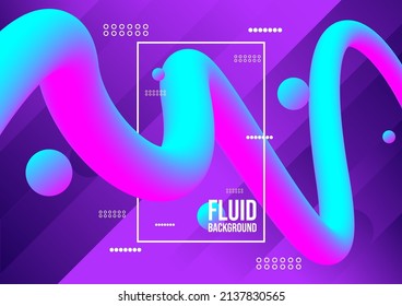 Blue fluid 3d abstract background Vector. Abstract background with with gradient liquid waves, organic shapes. Trendy banner for social media promotion.