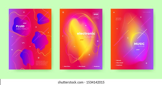Blue Fluid Background. Gradient Music Wave. Vector Banner. Colorful Dance Movement. Red Fluid Abstract. Gradient Music Poster. Graphic Dj Flyer. Sound Movement. Electronic Party. Dance Festival.