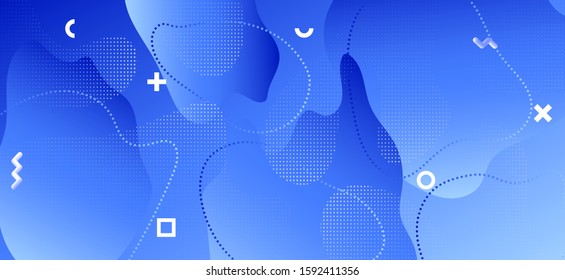 Blue Fluid Design. Business Liquid Presentation. Abstract Geometric Brochure. Gradient Graphic Pattern. Creative Fluid Shapes. Trendy Liquid Illustration. Abstract Geometric Template. Fluid Banner.