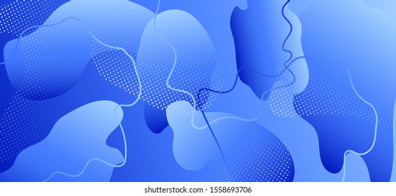 Blue Fluid Design. Modern Wave Background. Abstract Memphis Ornament. Gradient Vector Texture. Business Fluid Poster. Minimal Liquid Background. Abstract Geometric Brochure. Fluid Banner.