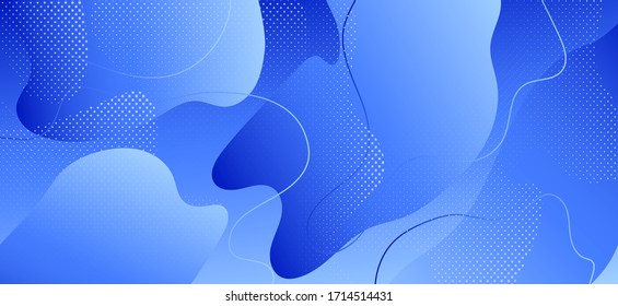 Blue Fluid Design. Modern Wave Presentation.  Fluid Shapes.