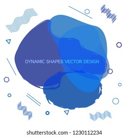 Blue fluid graphic elements. Dynamic ultramarine liquid forms and lines. Gradient abstract banner with flowing liquid shapes. Vector template for logo, presentation. Original streaming liquid shapes