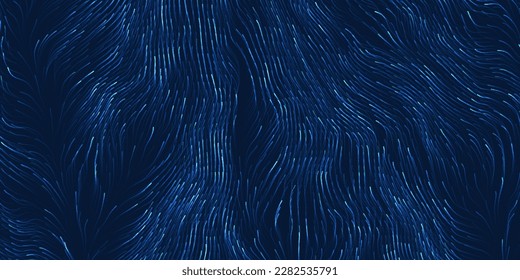 Blue Fluid Lines Abstract Vector Colorful Flow Field Visualization of Forces. Magnetic or Gravitational Fluctuations Chart. Science Background with a Matrix of Lines. Vector Illustration.  