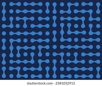 Blue fluid maze pattern with futuristic neon glow, inspired by circuit board and organic shapes