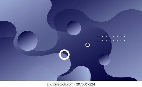 Blaue Fließformen Zusammensetzung mit trendigen Farbverläufen. Zusammensetzung der flüssigen Farbverläufe. Vektorgrafik