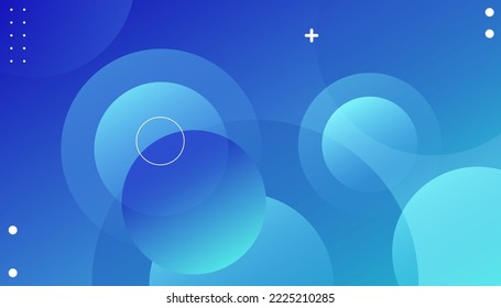 Composición de formas de fluido azul con gradientes de moda. Diseño de banner vectorial abstracto de círculo. Composición de formas fluidas coloridas. Patrones geométricos futuros. Ilustración del vector
