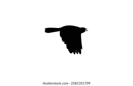 Blue Flycatcher Bird Silhouette Design  And Vector Illustration. 