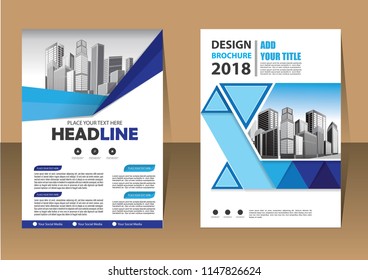 blue flyer business template, layout, cover, brochure, annual report for design background company