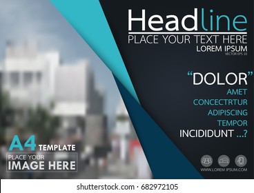 Blue flyer cover business brochure vector design, Leaflet advertising abstract background, Modern poster magazine layout template, Horizontal annual report for presentation.