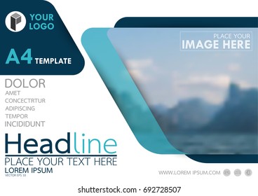 Blue flyer cover business brochure vector design, Leaflet advertising abstract background, Modern poster magazine layout template, Horizontal annual report for presentation.