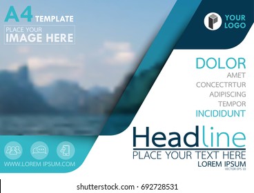 Blue flyer cover business brochure vector design, Leaflet advertising abstract background, Modern poster magazine layout template, Horizontal annual report for presentation.