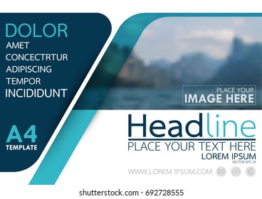 Blue flyer cover business brochure vector design, Leaflet advertising abstract background, Modern poster magazine layout template, Horizontal annual report for presentation.