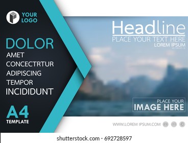 Blue flyer cover business brochure vector design, Leaflet advertising abstract background, Modern poster magazine layout template, Horizontal annual report for presentation.