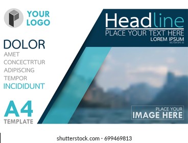 Blue flyer cover business brochure vector design, Leaflet advertising abstract background, Modern poster magazine layout template, Horizontal annual report for presentation.