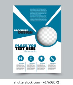 Blue flyer design. Abstract brochure or annual report template. Vector illustration. 