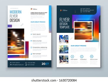 Blue Flyer design. Modern Flyer Concept with Square Rhombus Shapes. Vector Background. Set - GB075