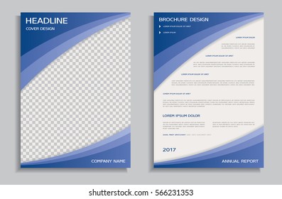 Blue flyer design template - brochure - annual report, front and back page