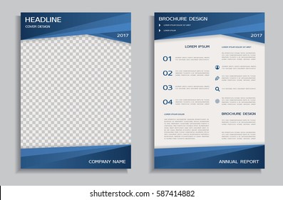 Blue flyer design template, front and back brochure page