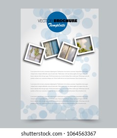 Blue flyer design template. Tech style background. Brochure for business, education, presentation, advertisement. Corporate identity concept. Editable vector illustration.
