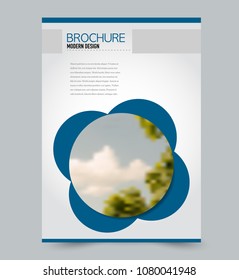 Blue flyer design template. Tech style background. Brochure for business, education, presentation, advertisement. Corporate identity concept. Editable vector illustration.