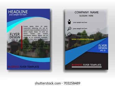 blue flyer set vector design.curve flyer template