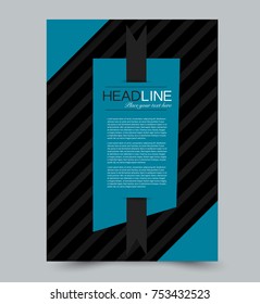Blue flyer template. Abstract brochure design. Annual report cover background. For business, education, advertisement. Editable vector illustration.