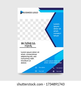 Blue Flyer Template Layout Design. Corporate Business Flyer, Brochure, Annual Report, Catalog, Magazine Mock up. Creative Modern Bright Flyer Concept with Square Shapes