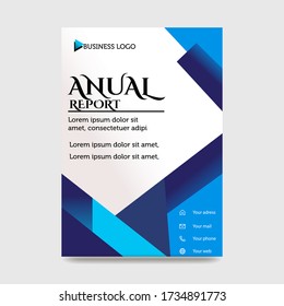 Blue Flyer Template Layout Design. Corporate Business Flyer, Brochure, Annual Report, Catalog, Magazine Mock up. Creative Modern Bright Flyer Concept with Square Shapes