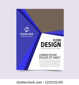 Blue flyer template. Vector illustration.